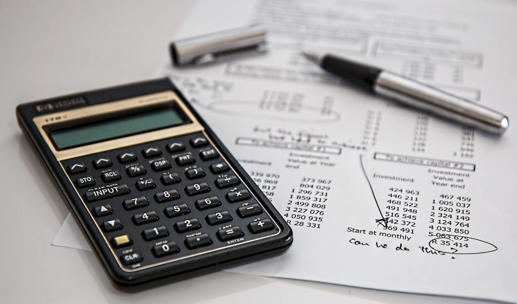 A calculator on a printed report
