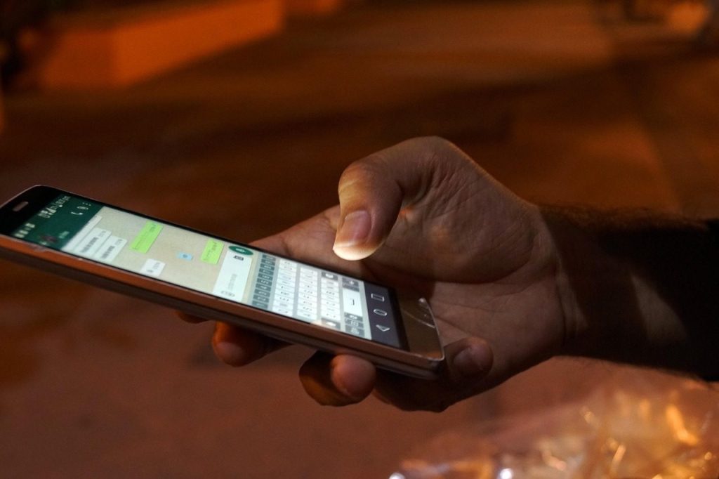A phone mid-conversation