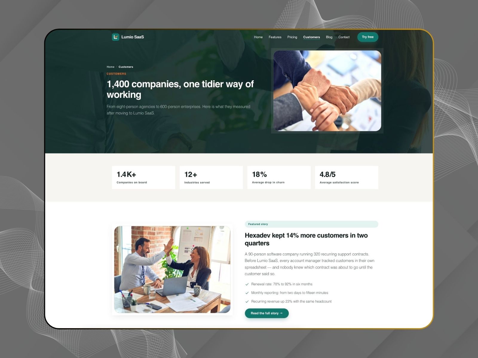 Lumio SaaS template, screenshot 2 of 6